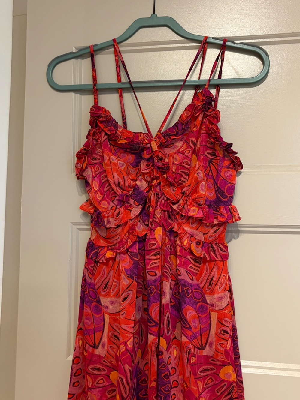 Misa Los Angeles Adrienne Midi Dress Revolve Long Wedding Guest Red Floral XS - Picture 9 of 10